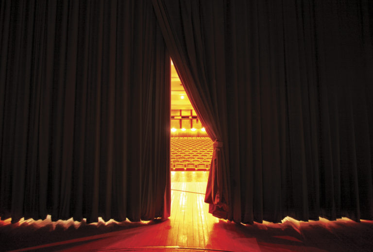 Theater,Seats,Through,Curtains.