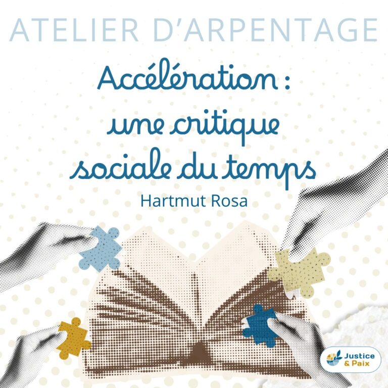 Illustration d’un arpentage littéraire autour du livre Accélération de Hartmut Rosa, invitant à ralentir et réfléchir collectivement à notre rapport au temps.